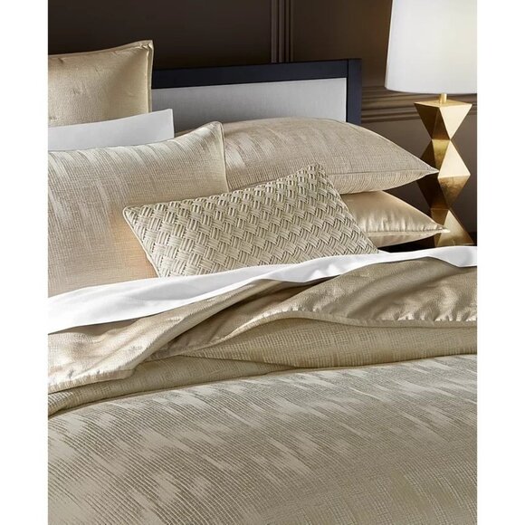 Hotel Collection Gilded Stripe Comforter Set Beige Khaki King MSRP $625 - Picture 1 of 4